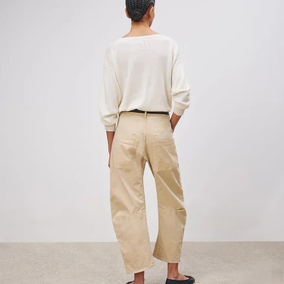Nili Lotan Shon Pant sandstone Bow Leg Carpenter 8 tan - Picture 4 of 10